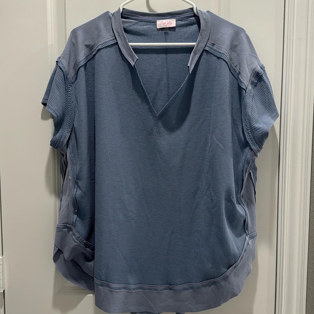 Oversized waffle tee by Pink Lily